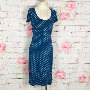 Boden Blue Polka Dot Midi Dress Sz4